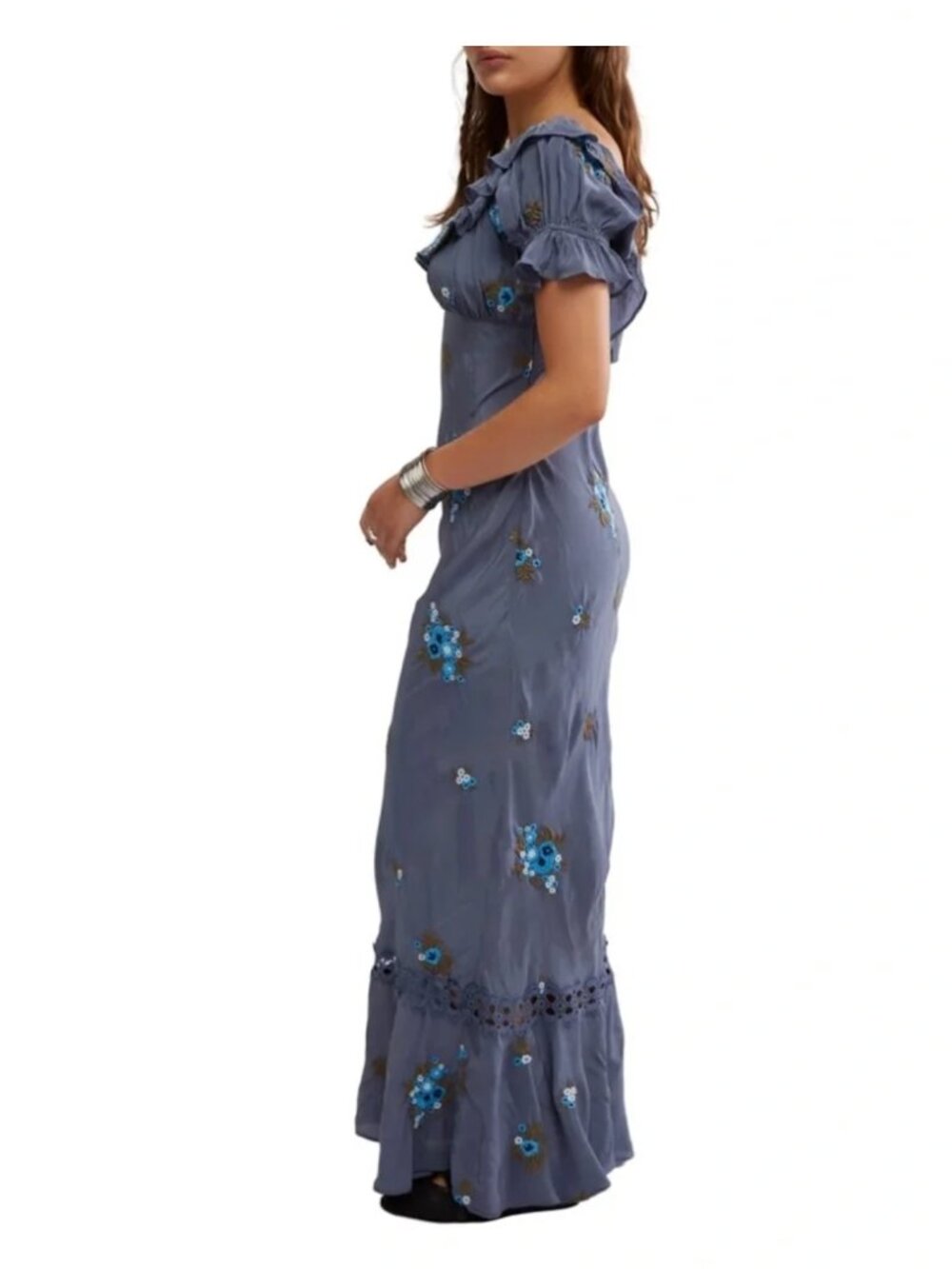 FREE PEOPLE Floral Embroidered Bali Santa Cruz Cutout Maxi Dress sz XS NWT - Picture 2 of 6